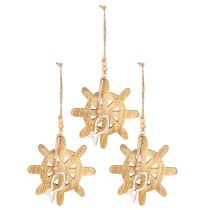 Prodotto Decorazione volante in legno ciondolo pesce in metallo Ø12cm 3 pezzi