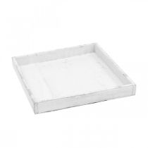 Prodotto Vassoio decorativo bianco vassoio quadrato in legno shabby chic 24,5×24,5 cm