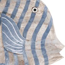 Deco pesce in legno grande, pesce decorativo a strisce in piedi H30cm