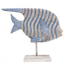 Deco pesce in legno grande, pesce decorativo a strisce in piedi H30cm
