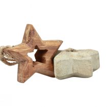 Ciondoli in legno Stelle in legno decorazioni naturali per albero di Natale Ø4,5 cm 8 pezzi