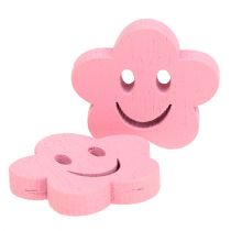 Fiore in legno con faccia Rosa 2,5 cm 48 pezzi