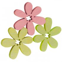 Prodotto Decorazione di fiori in legno sparsi Fiori in legno giallo/rosa/verde Ø2cm 144 pezzi