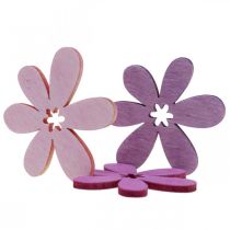 Prodotto Fiori in legno decorazione sparsi fiori legno viola/viola/rosa Ø4cm 72 pz