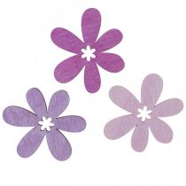 Prodotto Fiori in legno decorazione sparsi fiori legno viola/viola/rosa Ø4cm 72 pz