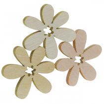 Fiori in legno decorazione sparsa boccioli legno arancione/rosa/bianco 2cm 144p