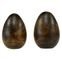 Prodotto Uova di legno in legno di mango marrone Uova di Pasqua in legno H9,5–10 cm 2pz