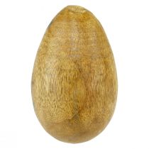 Uova di legno legno di mango in rete di iuta decorazione pasquale naturale 7–8 cm 6pz