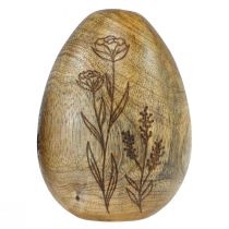 Prodotto Uova di legno naturale mango uova di Pasqua in legno decoro floreale H10cm 3 pz