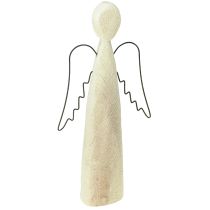 Prodotto Angelo custode naturale in legno, figura moderna in legno H27,5cm