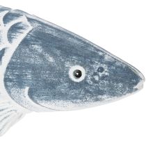 Prodotto Pesce in legno blu e bianco, decorazione a forma di pesce, farina di legno, 35 cm, 1 pezzo
