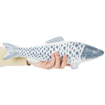 Prodotto Pesce in legno blu e bianco, decorazione a forma di pesce, farina di legno, 35 cm, 1 pezzo