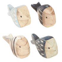 Prodotto Decorazione da tavolo marittima con pesce in legno Naturale Blu Bianco 8-9 cm 8 pz