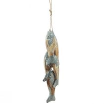 Prodotto Appendino per pesci in legno grigio argento con 5 pesci in legno 15 cm