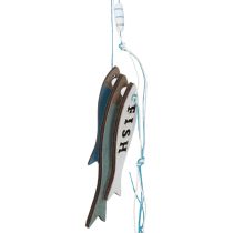 Prodotto Appendiabiti in legno a forma di pesce, blu, 36 cm, 4 pezzi