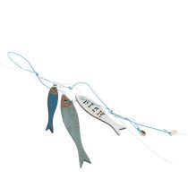 Prodotto Appendiabiti in legno a forma di pesce, blu, 36 cm, 4 pezzi