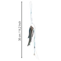 Prodotto Appendiabiti in legno a forma di pesce, blu, 36 cm, 4 pezzi