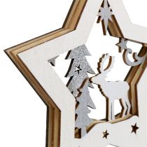 Addobbo natalizio Stella in legno con motivo 15 cm 3 pezzi