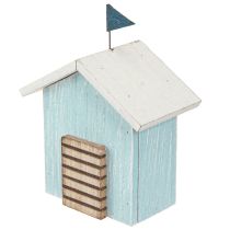 Prodotto Casa in legno decorazione casa sulla spiaggia blu naturale H9,5 cm 3 pz