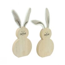 Prodotto Coniglietto in legno con orecchie mobili marrone bianco 11,5×27 cm 2pz