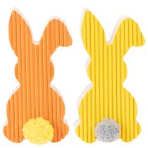 Prodotto Decorazioni pasquali in legno a forma di coniglietto, gialle e arancioni, 4x8 cm, 6 pezzi