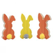 Prodotto Coniglietti decorativi in legno Decorazione pasquale giallo arancio cm 4×8 6pz