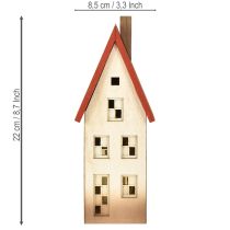 Prodotto Casetta natalizia in legno con lucine Per batteria 8,5×6,5×22cm