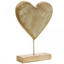 Cuore in legno cuore su un bastone deco cuore in legno naturale 25,5 cm H33 cm