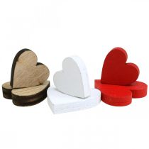 Decorazione a forma di cuore in legno Cuori nuziali in legno 2,5/2/1,5 cm 48 pezzi