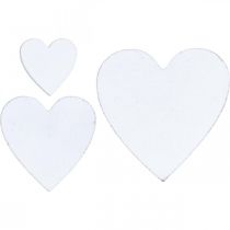 Cuori da sposa in legno con decorazione a dispersione cuori bianchi 3/5/7cm 50p