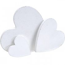 Cuori da sposa in legno con decorazione a dispersione cuori bianchi 3/5/7cm 50p