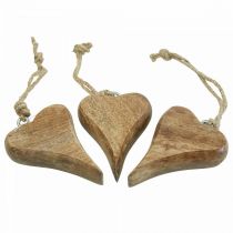 Ciondolo cuore in legno cuore decorazione in legno da appendere 10cm 3pz