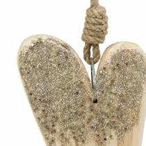 Prodotto Cuore di legno glitterato da appendere 18 cm x 10 cm 2 pezzi