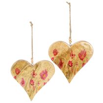 Prodotto Cuori in legno per fiori appesi rosa naturale H18cm 2 pezzi