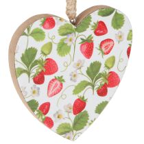 Prodotto Cuore decorativo con motivo fragola – ciondolo estivo in legno per la decorazione della casa di campagna 10cmx10cm 4 pz.