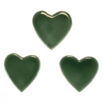 Prodotto Cuori in legno cuori decorativi legno verde lucido 4,5 cm 8 pz