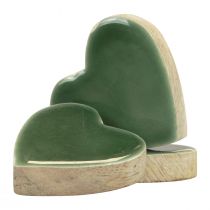 Prodotto Cuori in legno cuori decorativi legno verde lucido 4,5 cm 8 pezzi