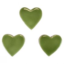Cuori in legno cuori decorativi in legno verde chiaro effetto lucido 4,5 cm 8 pz