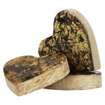 Prodotto Cuori in legno cuori decorativi effetto lucido oro nero 4,5 cm 8 pezzi