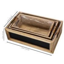 Prodotto Scatola in legno con lavagna per etichette, set da 3, 36 cm