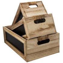 Prodotto Scatola in legno con lavagna per etichette, set da 3, 36 cm