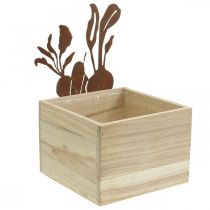 Prodotto Fioriera in legno con decoro ruggine vaso vegetale 17×17×12 cm