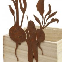 Fioriera in legno con decoro ruggine vaso vegetale 17×17×12 cm