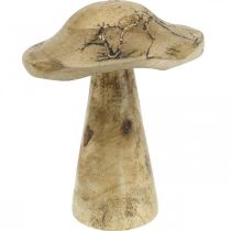 Fungo in legno con motivo decoro in legno fungo naturale, dorato Ø12.5cm H15cm