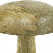 Fungo in legno naturale, decorazione in legno giallo funghi decorativi autunnali 15×13 cm
