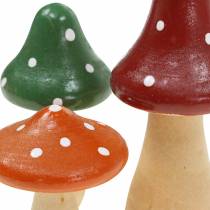 Toadstools decorativi in legno arancione, verde, rosso 6/8 / 10,5 cm 9 pezzi