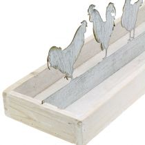 Vassoio decorativo in legno con galli in metallo 46cm