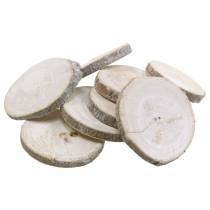 Dischi rotondi in legno sbiancato Ø3-4,5 cm 400 g in una rete