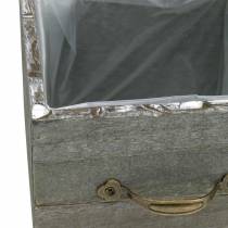 Prodotto Fioriera cassetto in legno lavato grigio 15×15 cm/12×12 cm set di 2