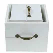 Prodotto Fioriera cassetto in legno bianco 15x15/12x12cm set di 2